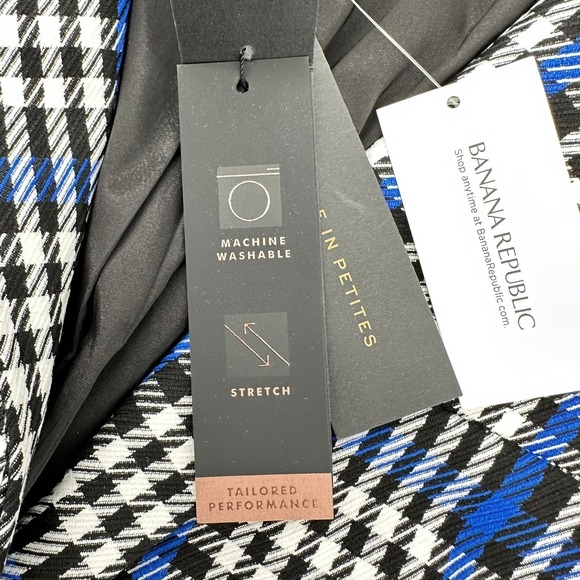 Banana Republic Womens Sz 4 Tailored Blazer/Jacket Blue White Black Plaid NEW! - Picture 6 of 16